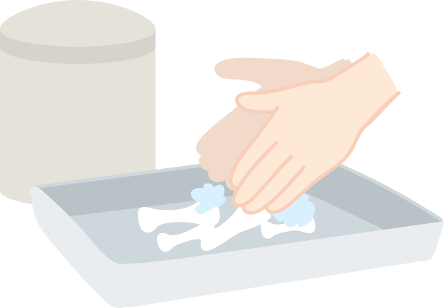 ご遺骨を洗浄しているイラスト